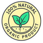 100% natural organic product logo on a white background