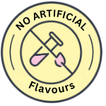 Circular logo with 'No Artificial Flavours' text on a white background